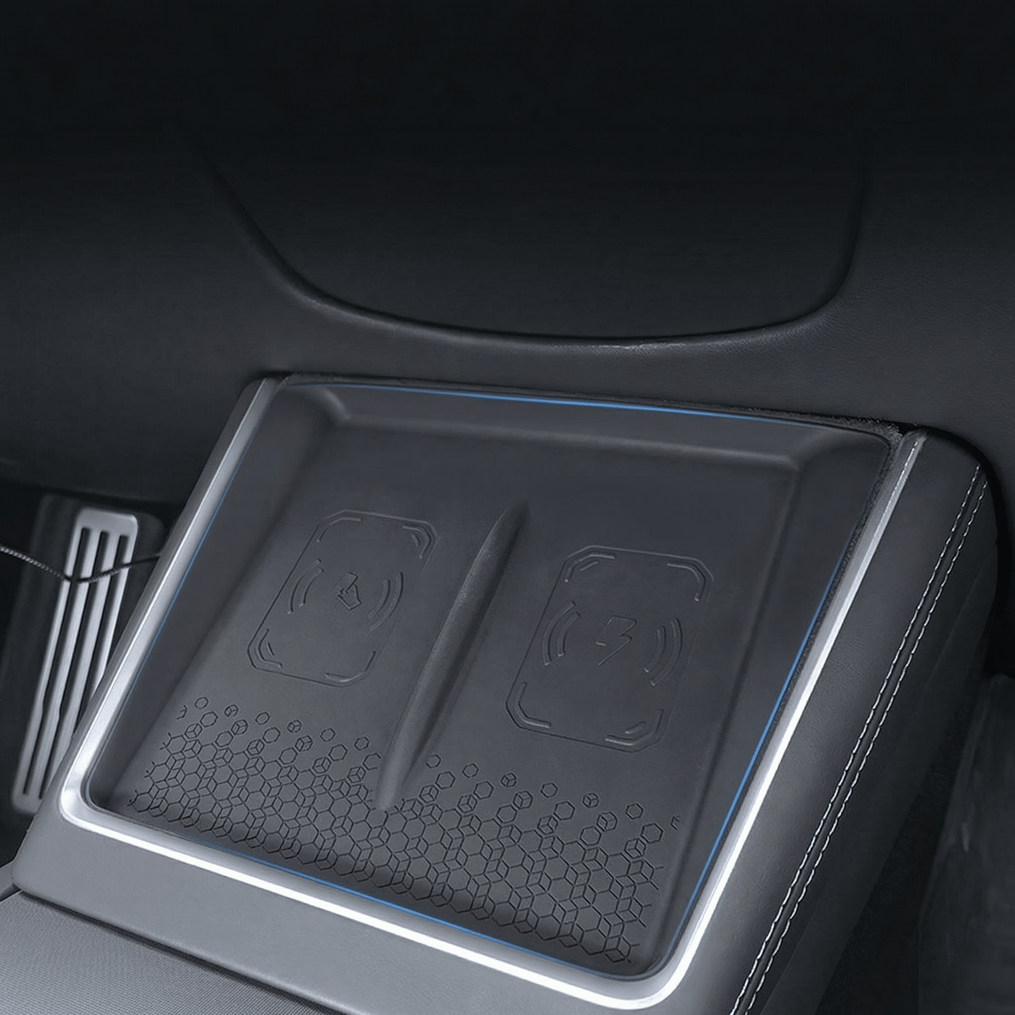 Silicone Center Console Mat for Model Y Standard 2026 – Non-Slip Wireless Charging Pad Cover